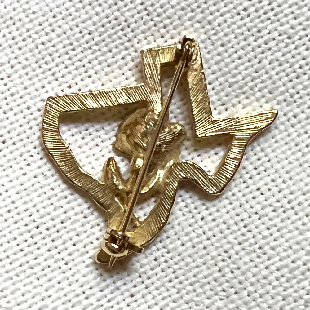 VINTAGE “Yellow Rose of Texas” Gold Metal Brooch Pin 1960s - Picture 3 of 3